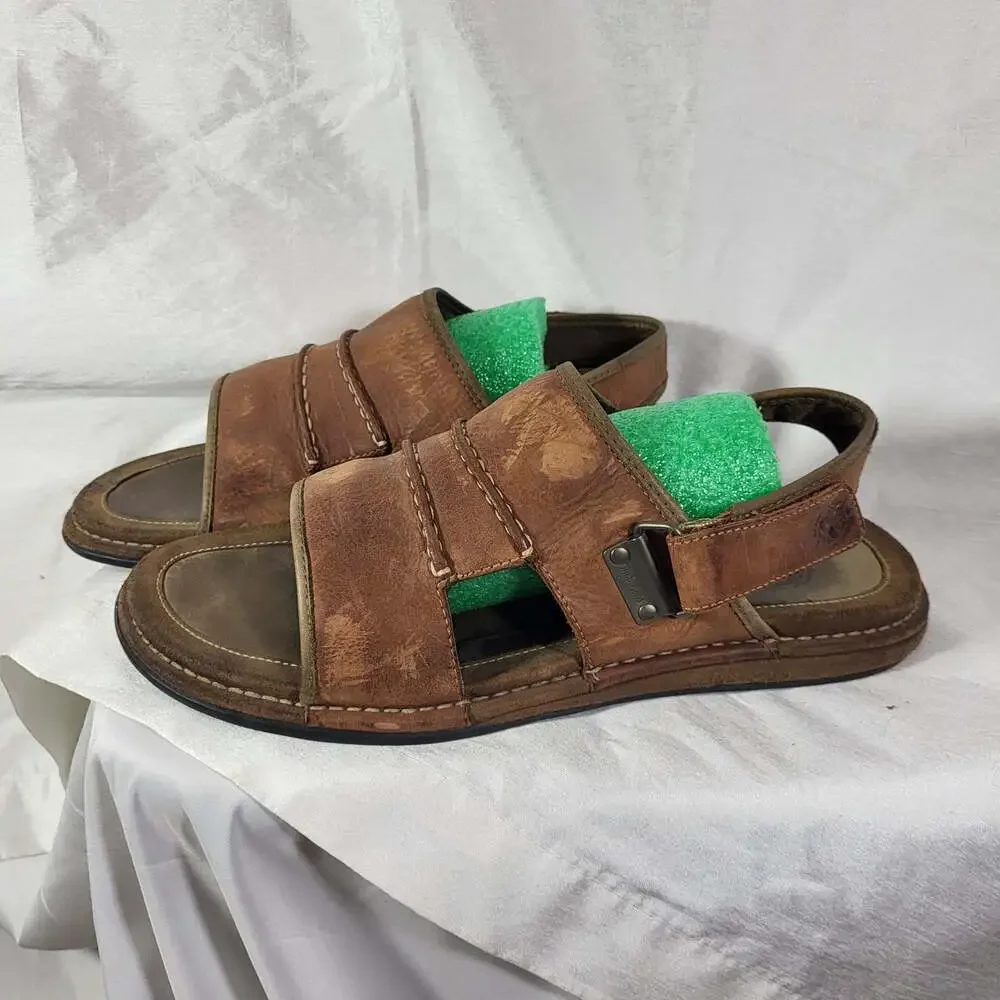 Timberland Men's Brown y2k  Leather Fisherman Sandals with Adjustable Strap, siz